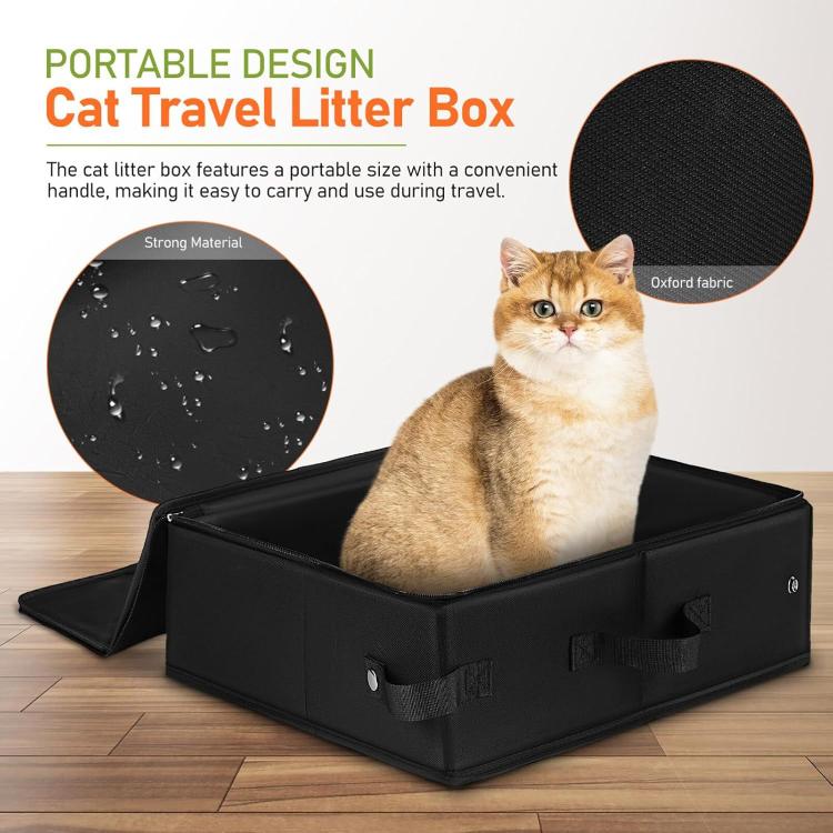 Foldable Fabric Litter Bag Portable Travel Litter Box - Black