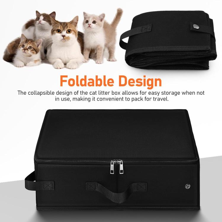 Foldable Fabric Litter Bag Portable Travel Litter Box - Black