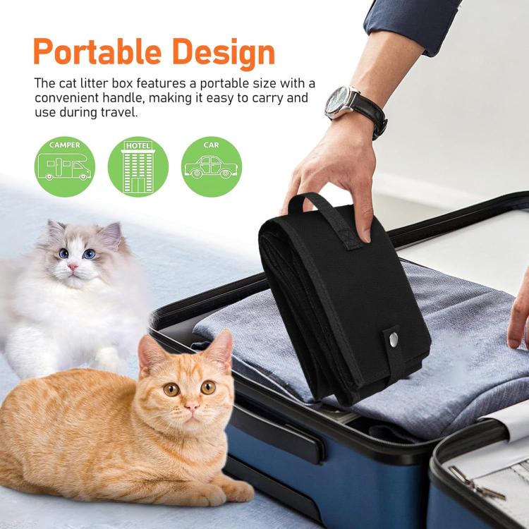 Foldable Fabric Litter Bag Portable Travel Litter Box - Black