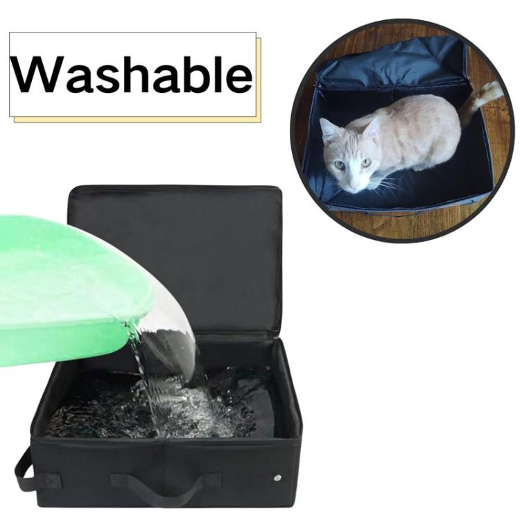 Foldable Fabric Litter Bag Portable Travel Litter Box - Black