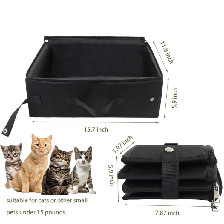 Foldable Fabric Litter Bag Portable Travel Litter Box - Black