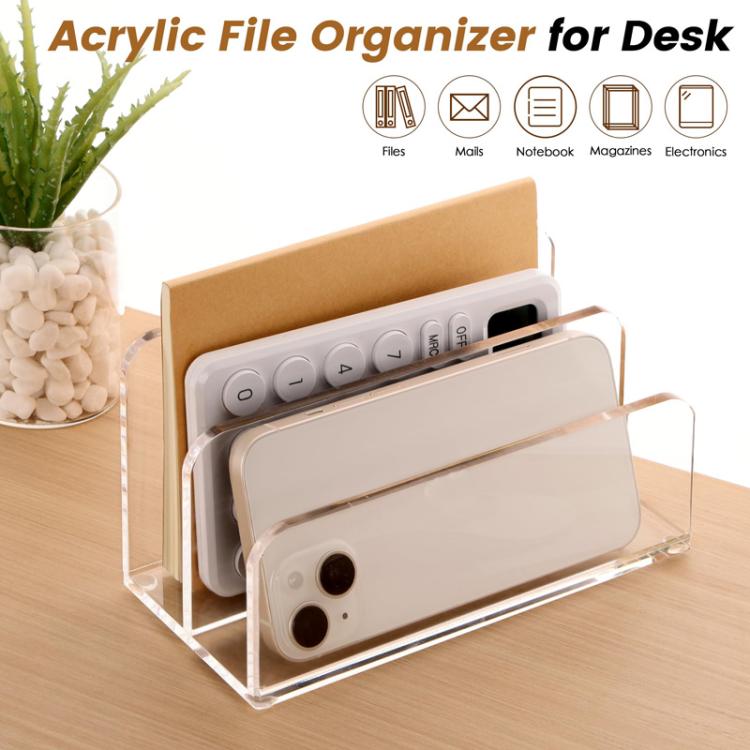 Acrylic Desk Organizer Box File Rack, Spec: Double