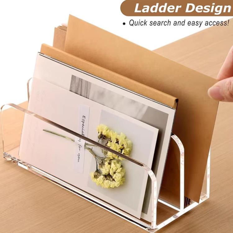 Acrylic Desk Organizer Box File Rack, Spec: Double