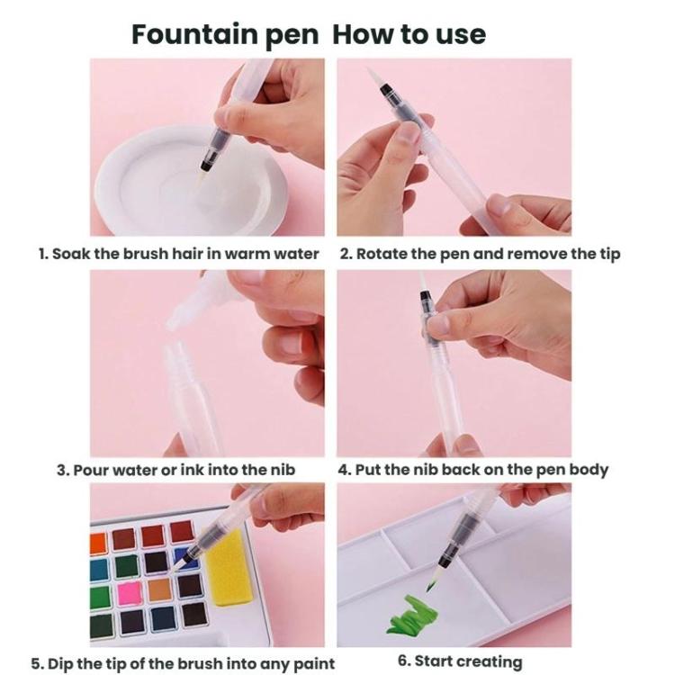 24 Colors Portable Iron Box Model Large Capacity Painting Solid Watercolor Paint With 1 Absorbent Sponge and 1 Tap Pen
