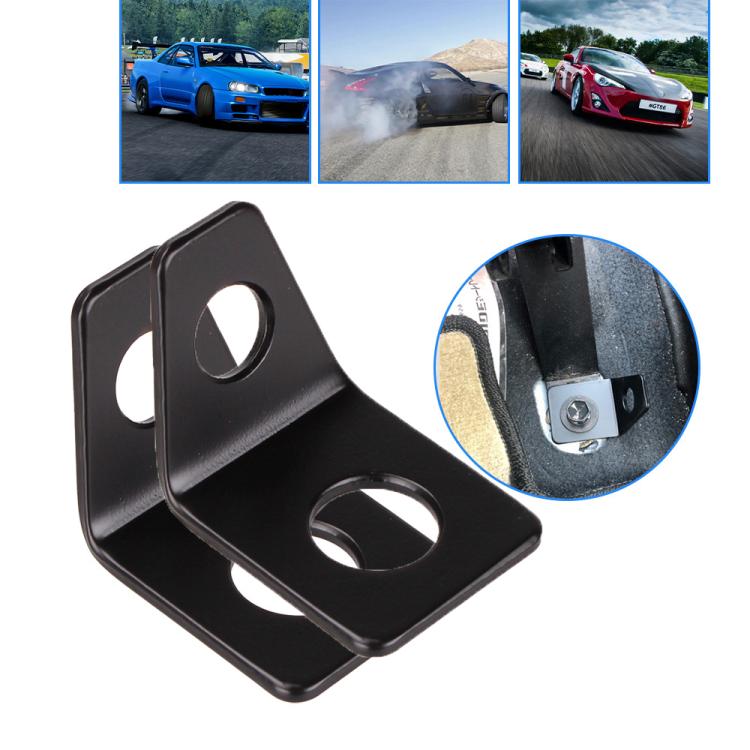 2pcs L-shaped Seat Belt Anchor For Automotive Modification - Black