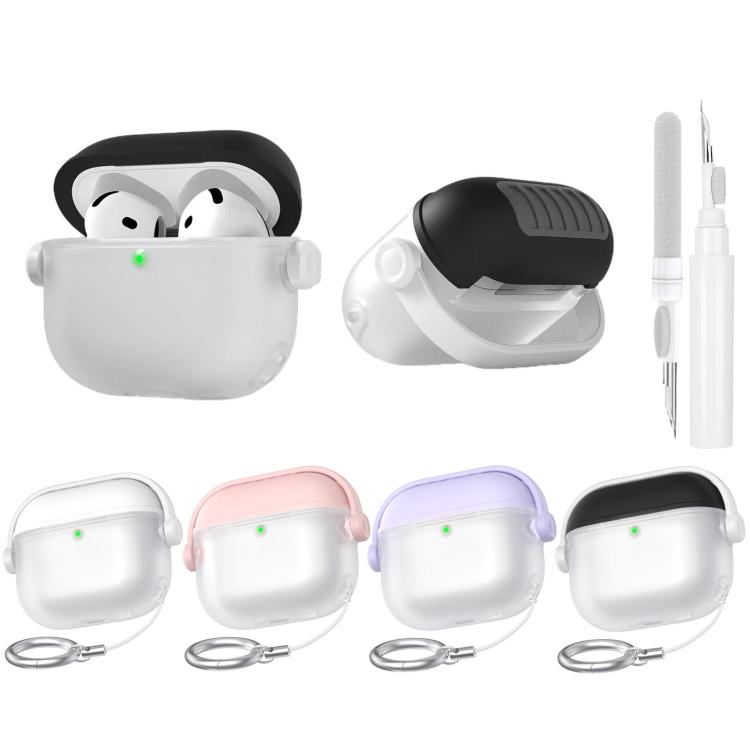 For Airpods 4 AhaStyle WG174 Earphone Silicone Split Drop Protection Case With 3 In 1 Cleaning Pen