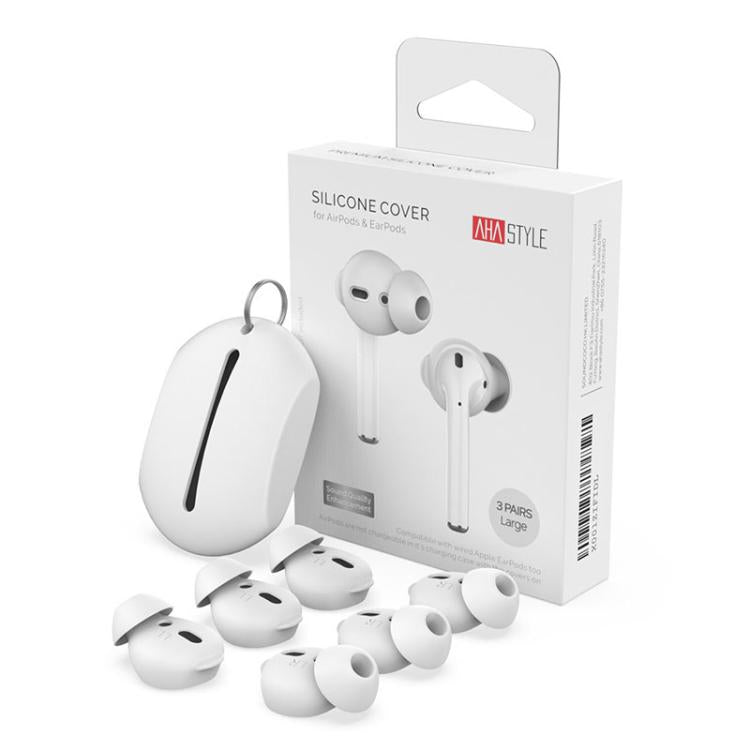 For AirPods 1 / 2 AhaStyle PT66 3pairs Silicone In-Ear Soundproof Ear Case, Color: Large White
