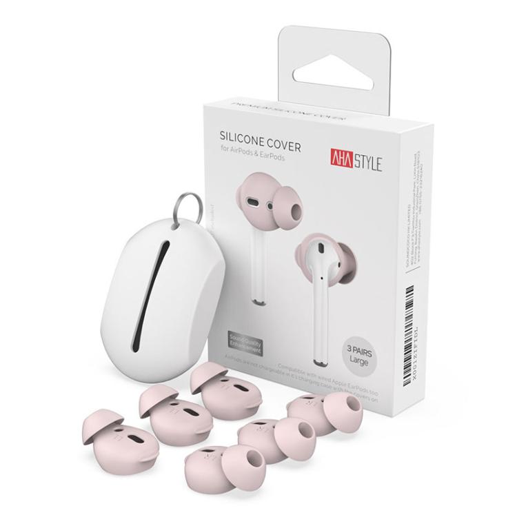 For AirPods 1 / 2 AhaStyle PT66 3pairs Silicone In-Ear Soundproof Ear Case, Color: Large Pink