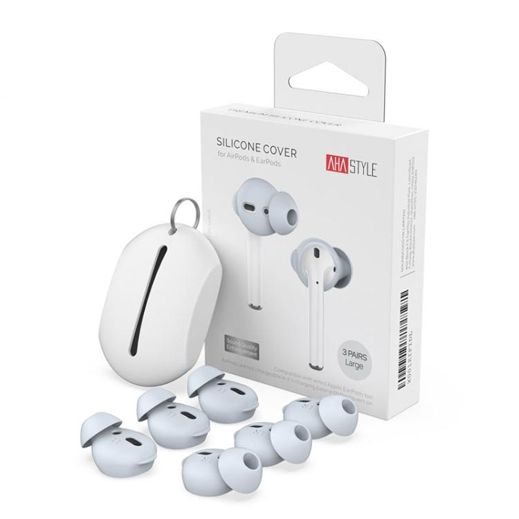 For AirPods 1 / 2 AhaStyle PT66 3pairs Silicone In-Ear Soundproof Ear Case, Color: Large Light Blue