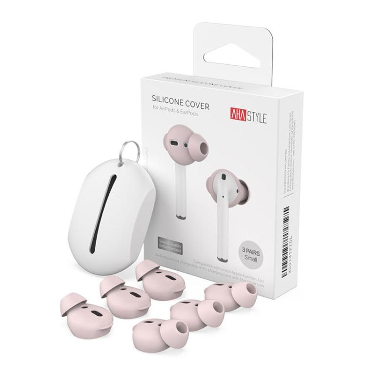 For AirPods 1 / 2 AhaStyle PT66 3pairs Silicone In-Ear Soundproof Ear Case, Color: Small Pink