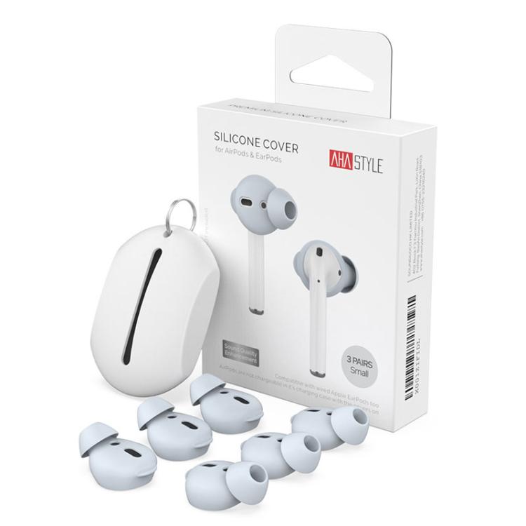 For AirPods 1 / 2 AhaStyle PT66 3pairs Silicone In-Ear Soundproof Ear Case, Color: Small Light Blue