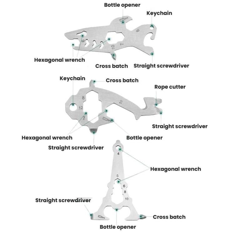 Giraffe Shape Outdoor Wrench Bottle Opener Screw Tool Stainless Steel Multi-Tool Card