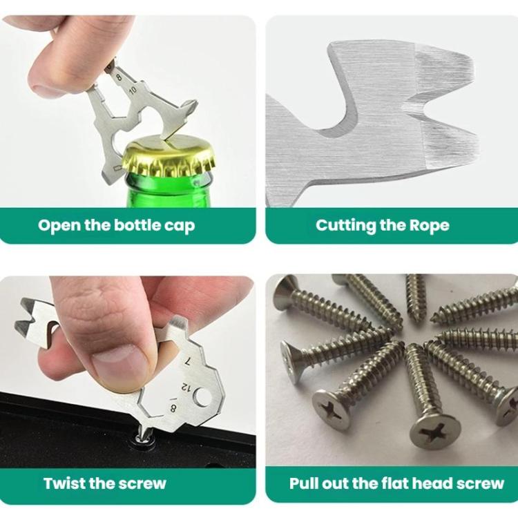 Tower Shape Outdoor Wrench Bottle Opener Screw Tool Stainless Steel Multi-Tool Card