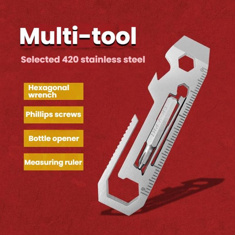 7 In 1 Multi-tool With Batch Wrench Stainless Steel Tool Card