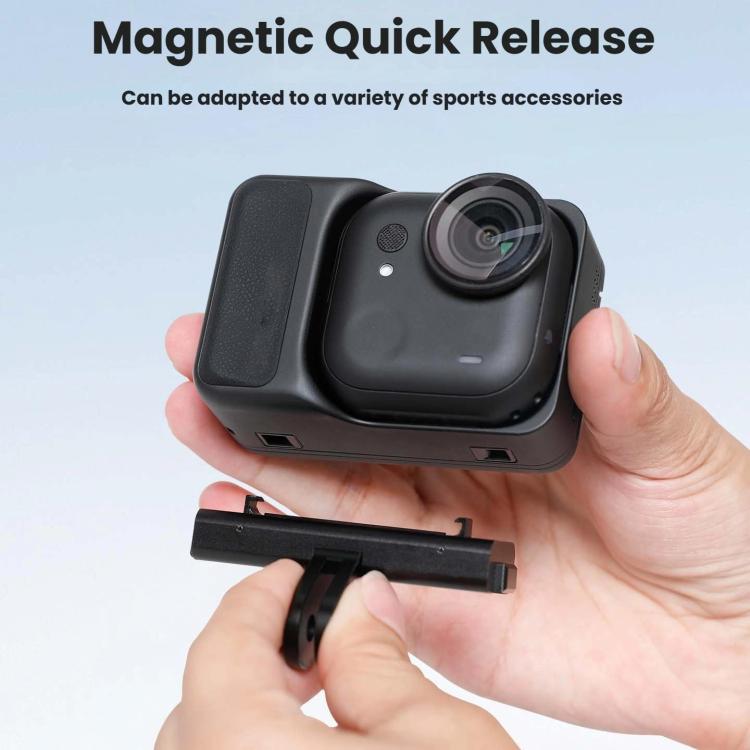 For Insta360 GO Ultra Magnetic Quick-Release Adapter Mount Aluminum Alloy Expandable Accessory - Black