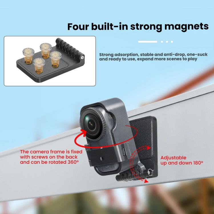 For DJI Osmo Nano Camera Magnetic Backplate Desktop Stand Vertical Holder - Black