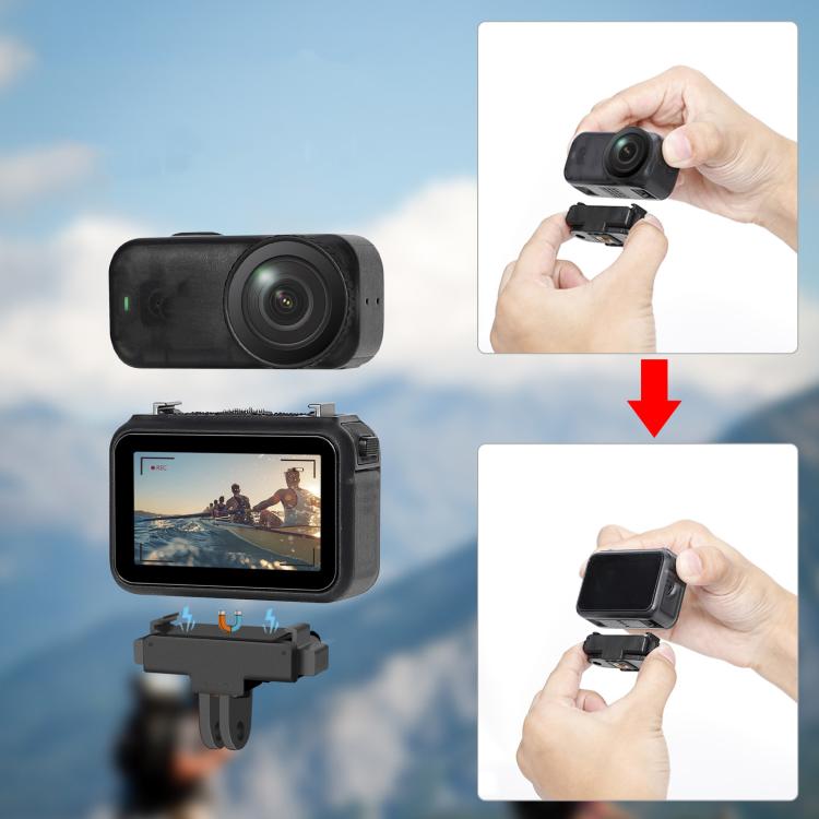 For DJI Osmo Nano Magnetic Quick-Release Adapter Base With 2-Claw & 1/4-Inch Screw Hole - Black
