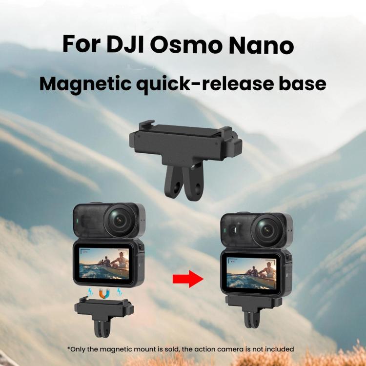 For DJI Osmo Nano Magnetic Quick-Release Adapter Base With 2-Claw & 1/4-Inch Screw Hole - Black