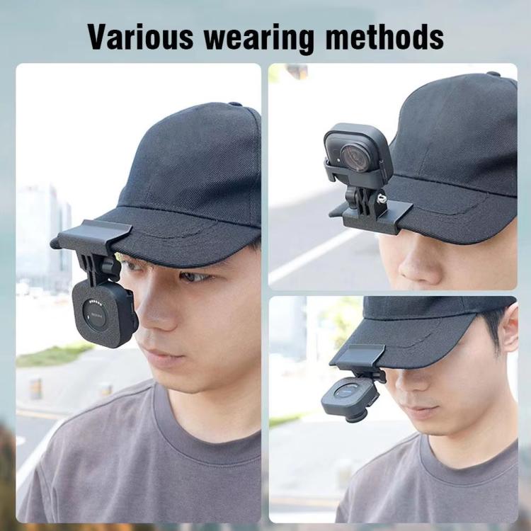 Hat Mount For Insta360 GO Ultra POV Cap Clip For Hands-Free First Person Shooting - Black
