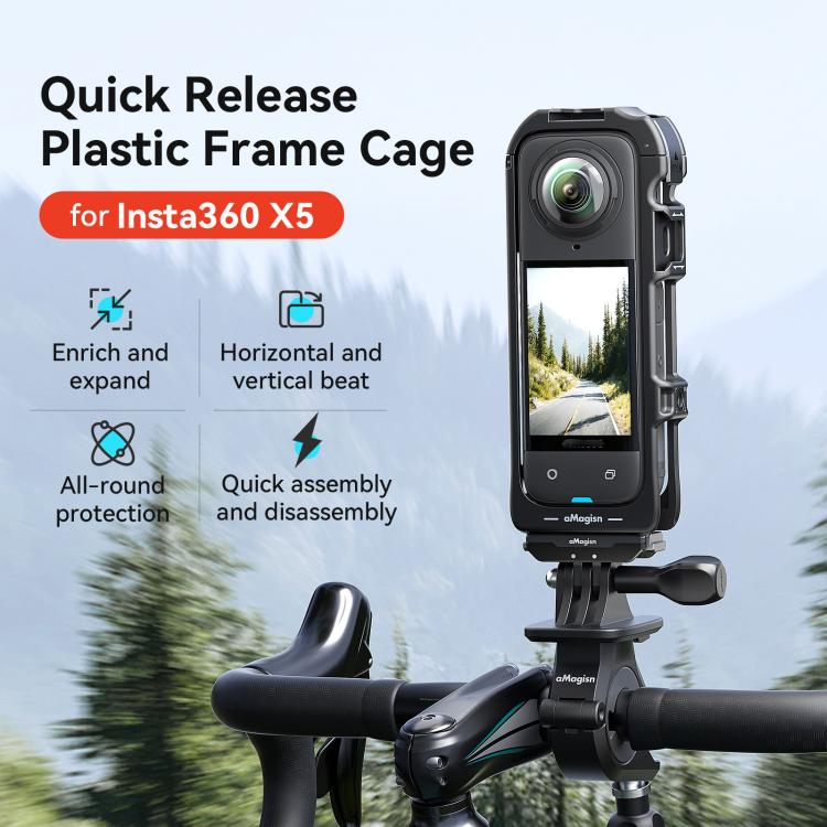 For Insta360 X5 AMagisn Quick Release Plastic Cage Expansion Frame Accessories - PF02