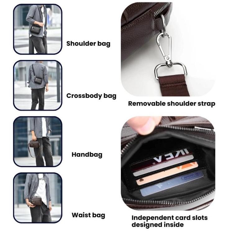 WEIXIER D894 Men Multi-Functional Waterproof Crossbody Bag Minimalist Portable Shoulder Bag - Brown