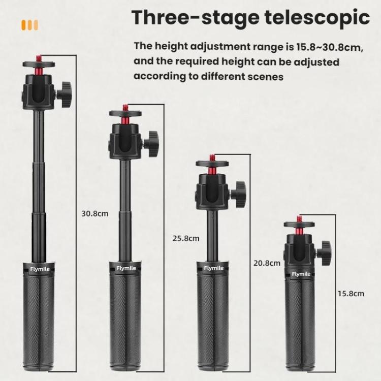 For DJI Osmo Pocket 3 / Action 5 Pro Flymile Extended Selfie Stick Tripod - Black
