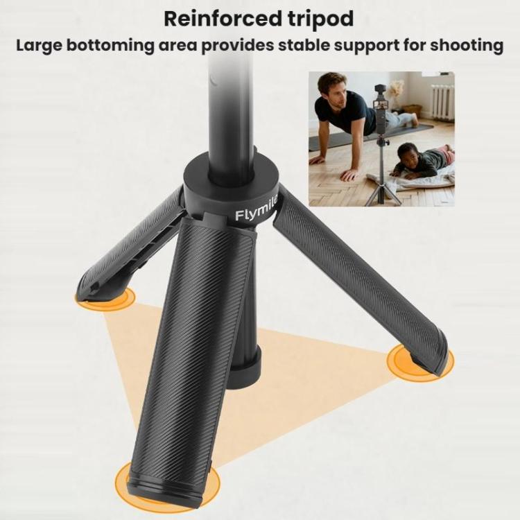 For DJI Osmo Pocket 3 / Action 5 Pro Flymile Extended Selfie Stick Tripod - Black