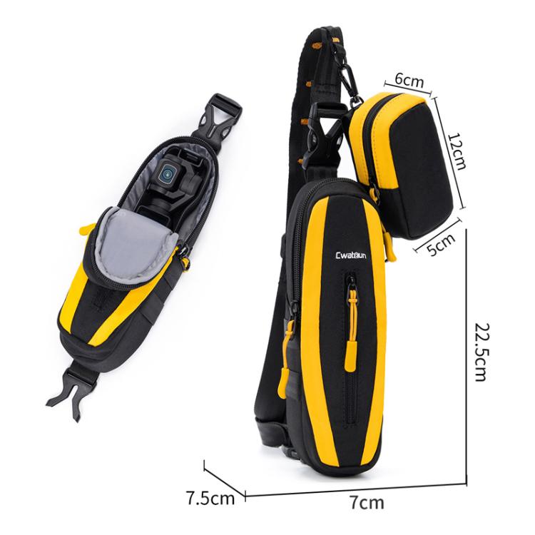For DJI Osmo Pocket 3 Cwatcun D225 Small Organizer Bag Protective Multifunctional Sports Camera Bag - Black Yellow