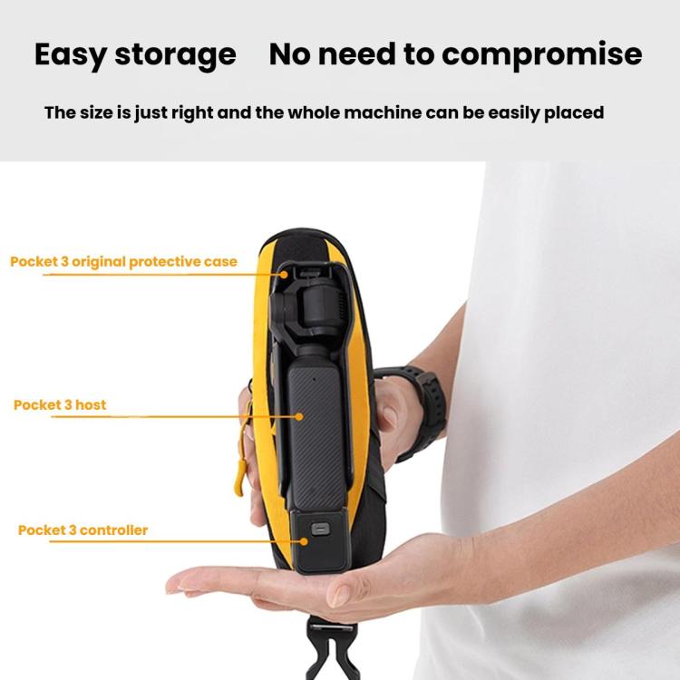 For DJI Osmo Pocket 3 Cwatcun D225 Small Organizer Bag Protective Multifunctional Sports Camera Bag - Black Yellow