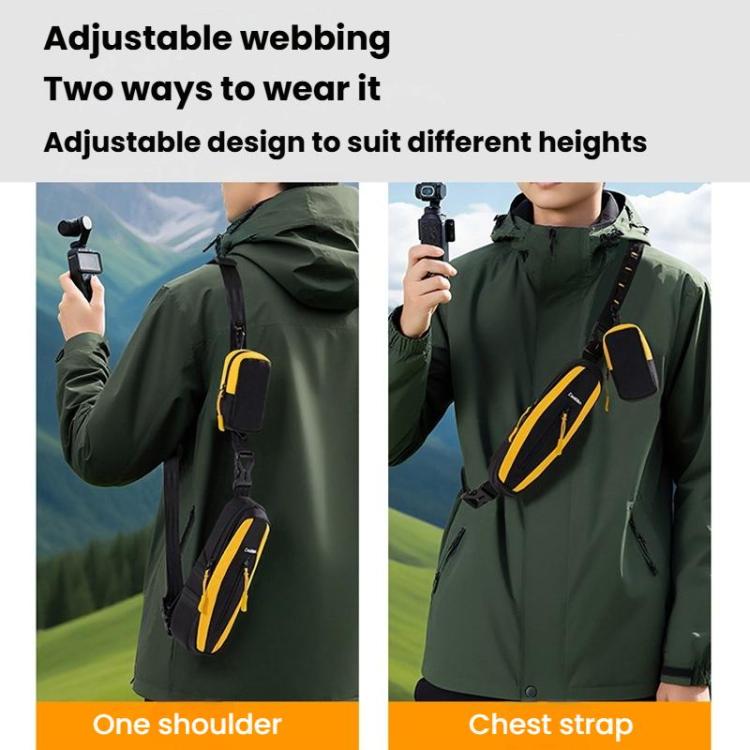 For DJI Osmo Pocket 3 Cwatcun D225 Small Organizer Bag Protective Multifunctional Sports Camera Bag - Black Yellow
