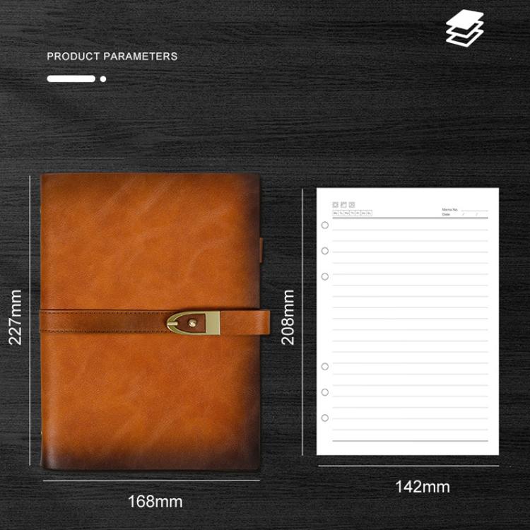 A5 Genuine Leather Travel Journal Refillable Notebook with Vintage Soft Cover & Antique Brass Buckle Closure