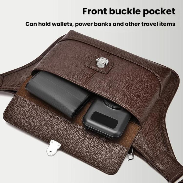 WEIXIER D827 Men PU Leather Crossbody Bag Waterproof Lychee-Grain Shoulder Bag