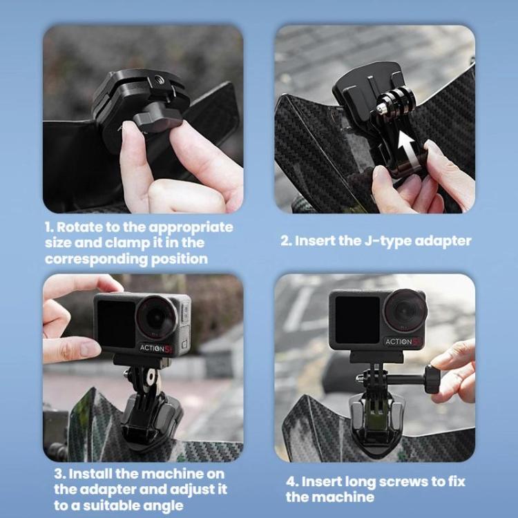 Flymile Motorcycle Windshield Action Camera Mount For DJI Osmo Action 5 Pro / GoPro 13 - ZZ10477