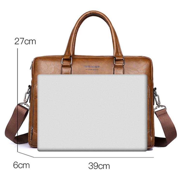 WEIXIER D845 Men Business Casual Commuting Bag Large-Capacity Handheld Crossbody Bag, Spec: Handheld Type Dark Brown