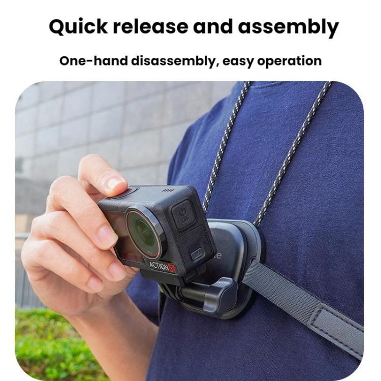 Flymile Neck-Mounted Magnetic Action Camera Bracket For DJI Osmo 360 / Pocket 3 / Action 5 Pro / Insta360 X5 - Black
