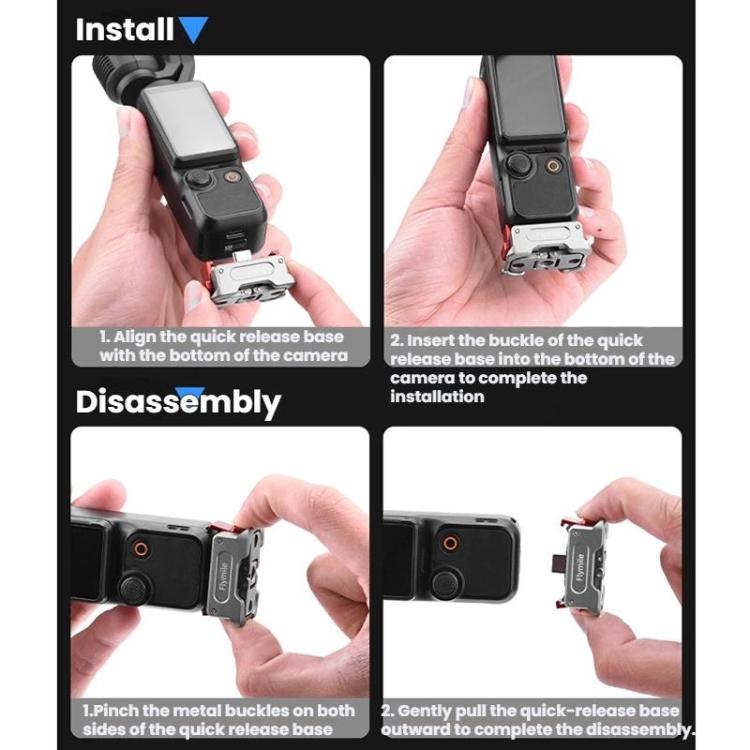 For DJI Osmo Pocket 3 Flymile Dual-Port 1/4" Thread Magnetic Quick-Release Charging Adapter - PO3037
