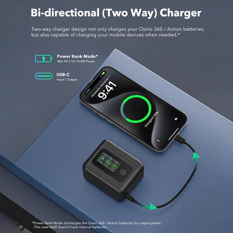 RCSTQ 5 In 1 With Screen Charging Bin Intelligent Charge Manager For DJI Osmo 360 / Action 5 Pro / Action 4 / Action 3, Battery Not Included