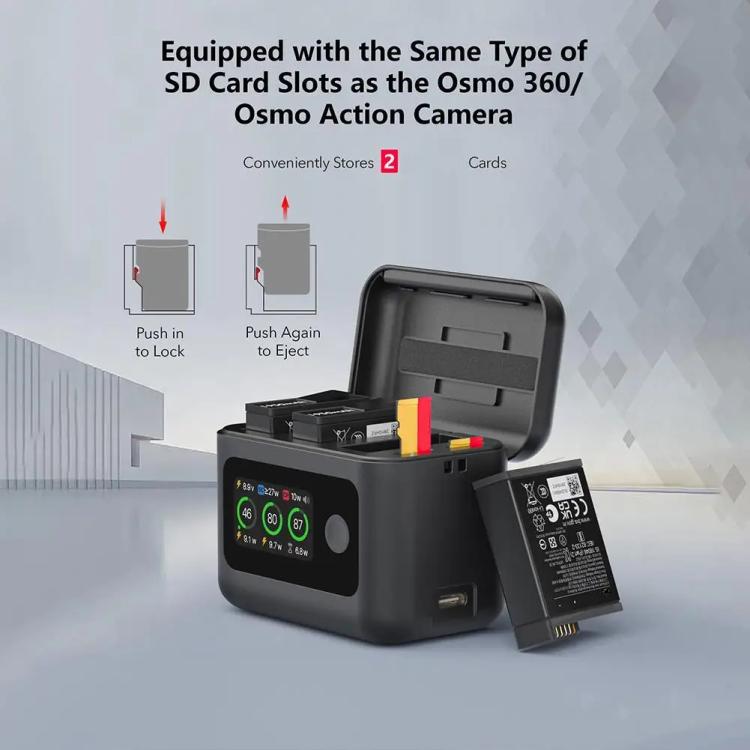 RCSTQ 5 In 1 With Screen Charging Bin Intelligent Charge Manager For DJI Osmo 360 / Action 5 Pro / Action 4 / Action 3, Battery Not Included