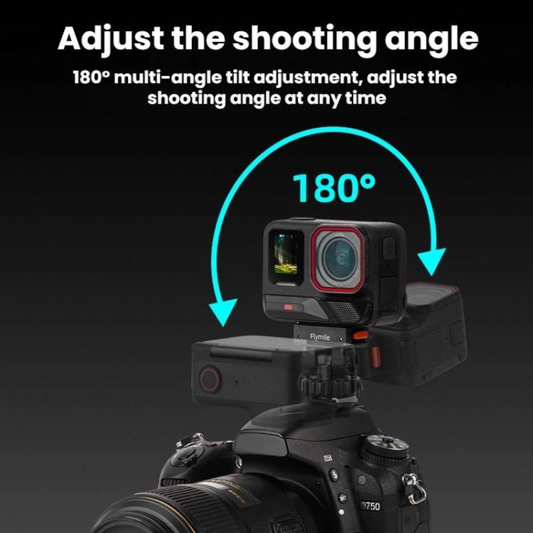 For Insta360 Flymile Quick-Release Cold Shoe Gimbal Magnetic Expansion Bracket - Black