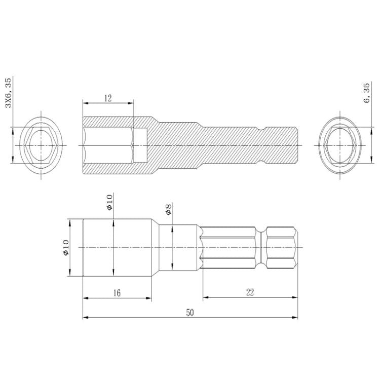 5pcs Multi-Purpose Bit Extension Bar Screwdriver Bit Accessories, Spec: 6.35mm
