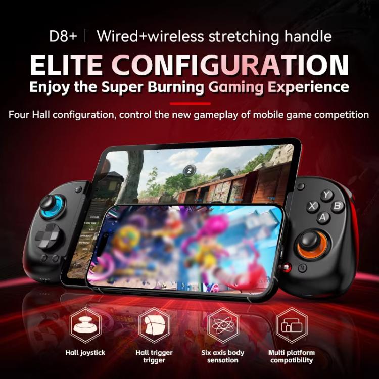 D8+ Wired & Wireless Telescopic Game Controller Foldable USB-C, Hall Sensing Joystick For Switch/Android/IOS/PC
