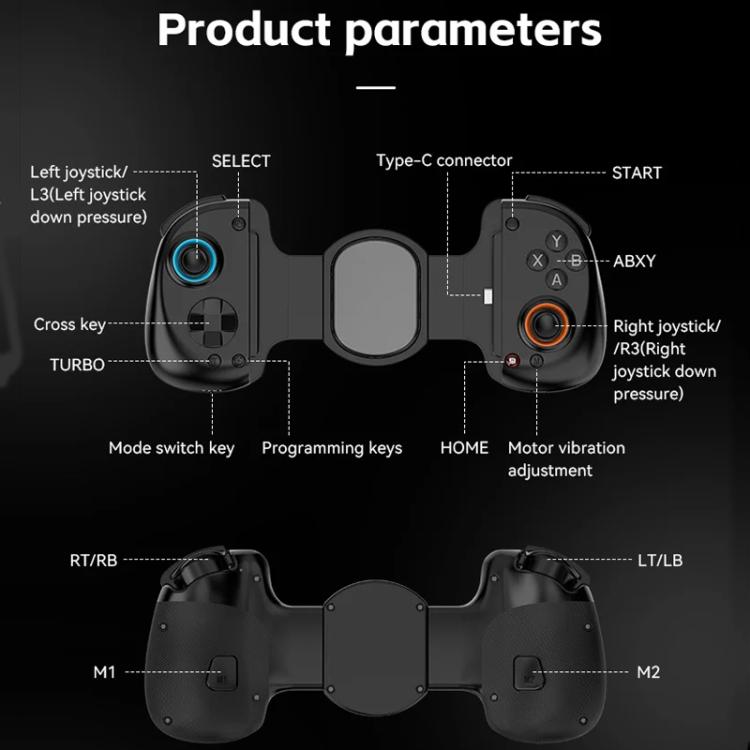 D8+ Wired & Wireless Telescopic Game Controller Foldable USB-C, Hall Sensing Joystick For Switch/Android/IOS/PC