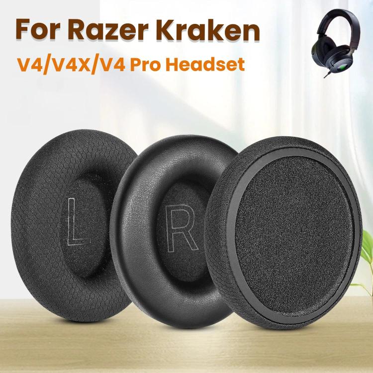 1pair Replacement Ear Pads For Razer Kraken V4/V4X/V4 Pro Headset Ear Cushions Protein Leather