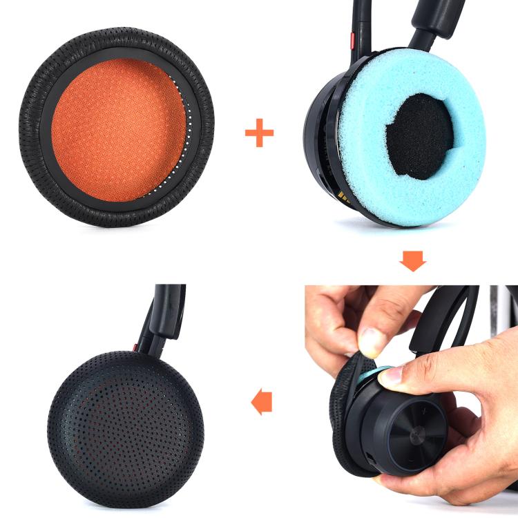 2pcs Ear Pads for Poly Blackwire 3310/3315/3320/3325 Series & C420/C215 Headsets - Black Orange