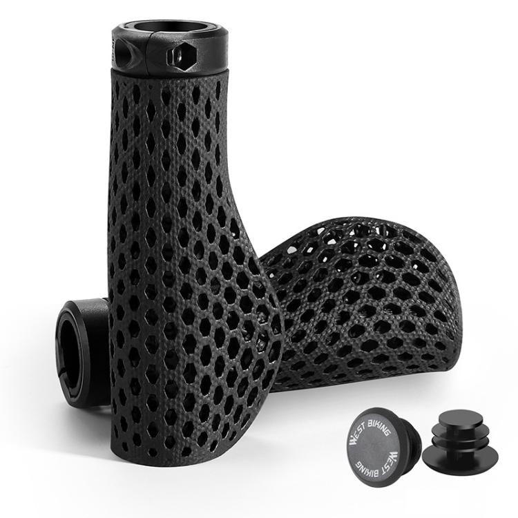WEST BIKING Comfortable Non-slip Shock-absorbing Breathable Mountain Bike Grips - Black