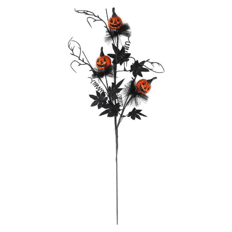 Halloween Decorations Spooky Pumpkin Branch Bouquet Ghost Festival Home Party Ornament - Black