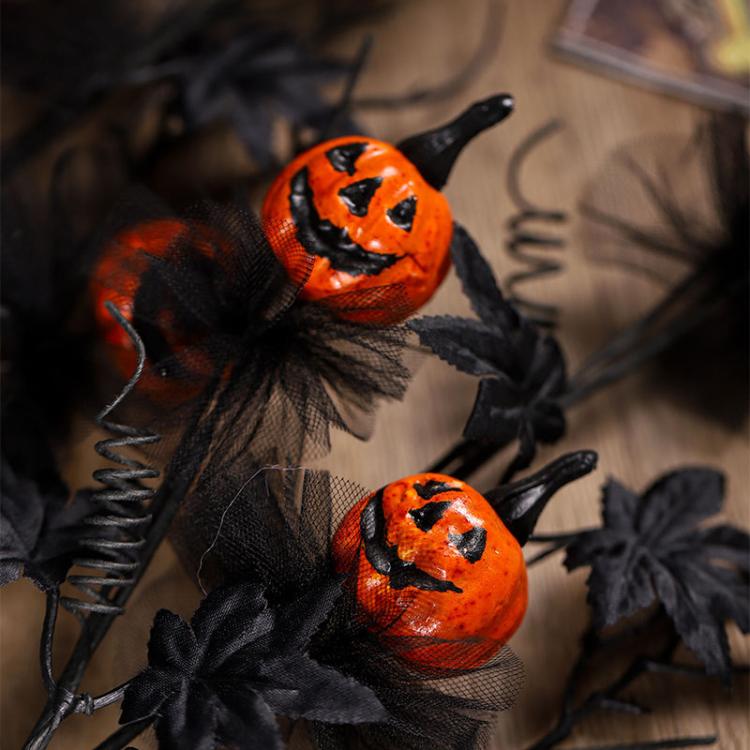 Halloween Decorations Spooky Pumpkin Branch Bouquet Ghost Festival Home Party Ornament - Black