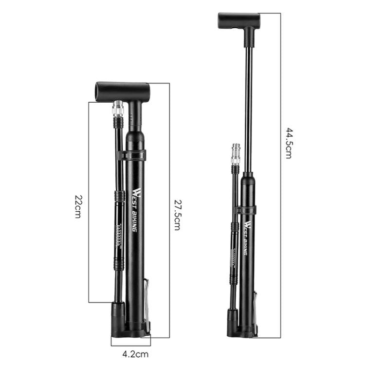 WEST BIKING Mini Portable Bicycle High-Pressure 120PSI Pump - Black