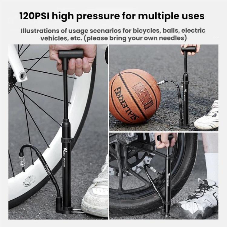 WEST BIKING Mini Portable Bicycle High-Pressure 120PSI Pump - Black