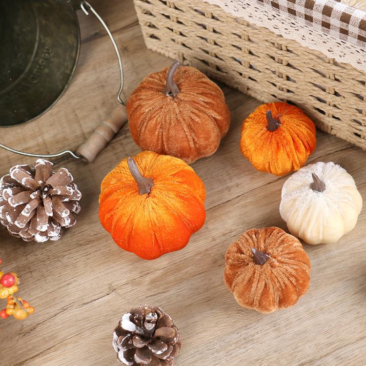 Halloween Flannel Simulation Pumpkin Ornament Holiday Decorations, Size: 8cm